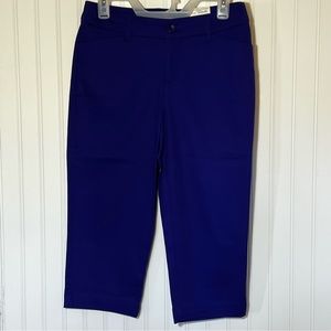 St Johns Bay Royal Blue Stretch Capri Mid Rise Pants Size 4 NWT